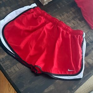 Nike Women's Red and White Athletic Shorts